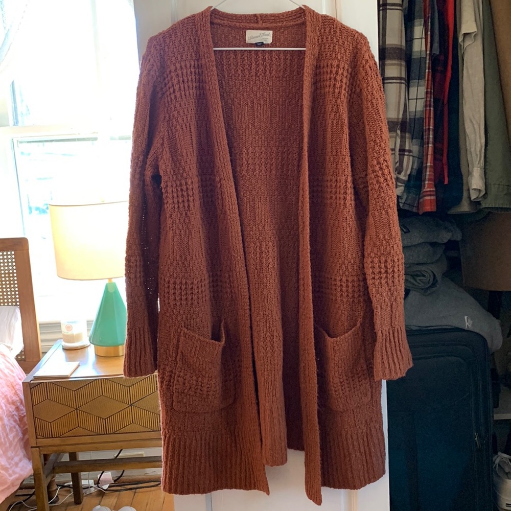 Long Orange Cardigan - M